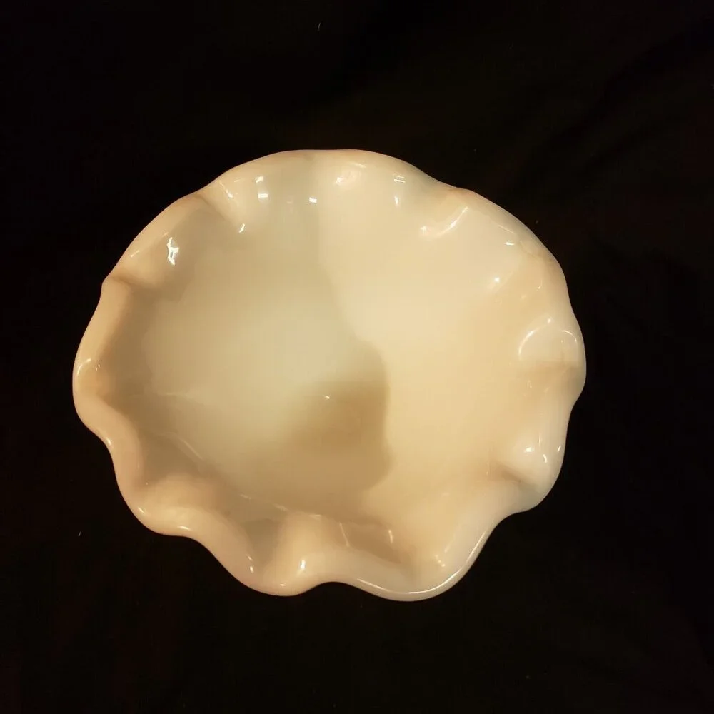 Vintage Milk Glass Diamond‎ Point Hobnail Vase Bowl Candy Dish Mid Century 4.5